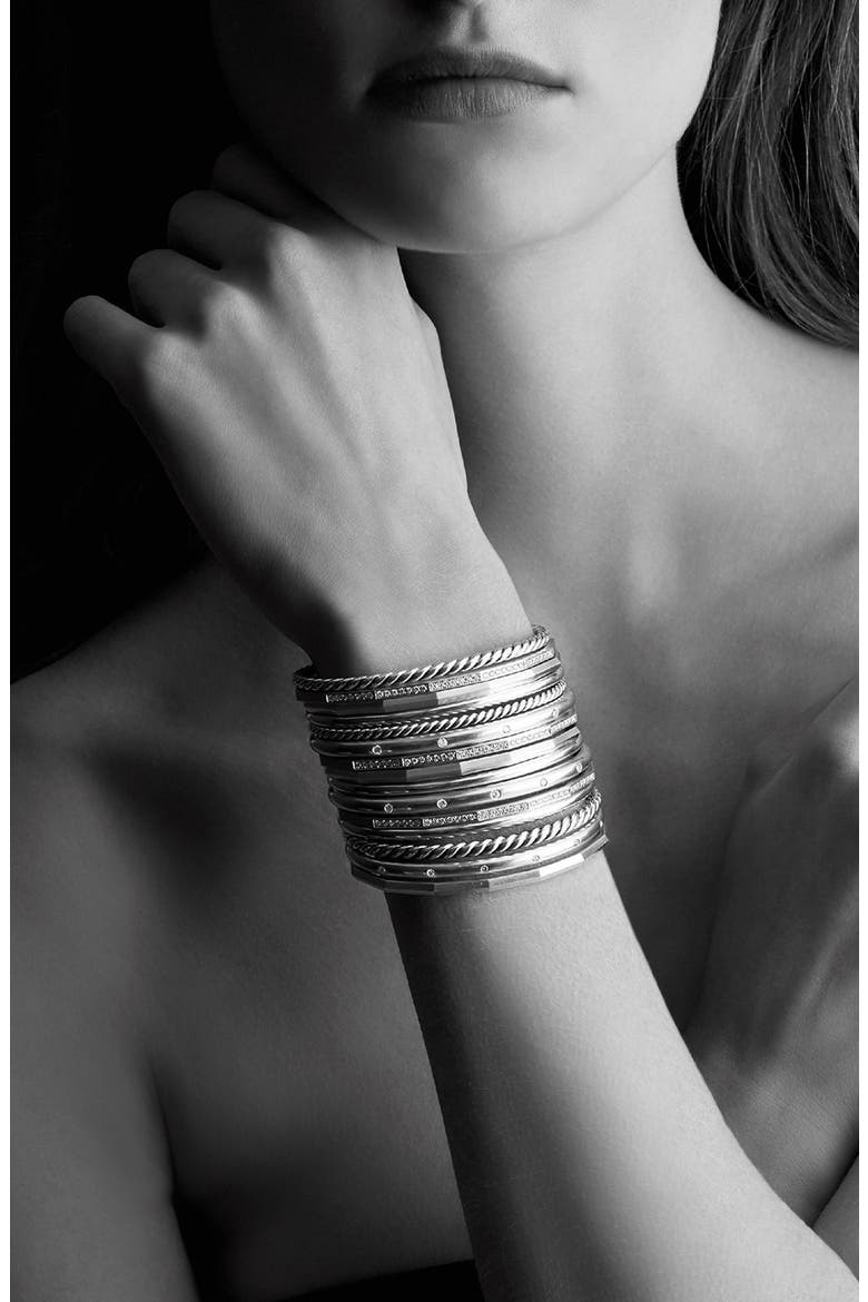 Stax Wide Cuff Bracelet with Diamonds, 54mm, Alternate, color, SILVER