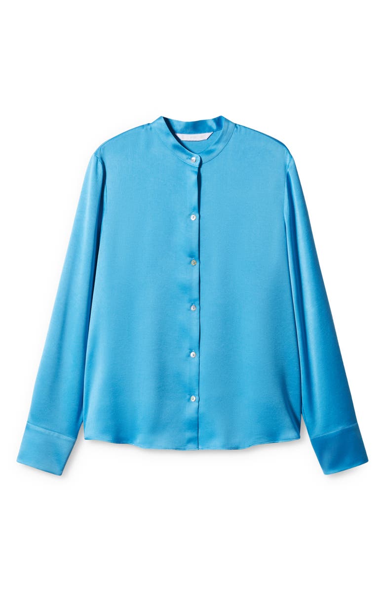 MANGO Band Collar Satin Shirt, Alternate, color,