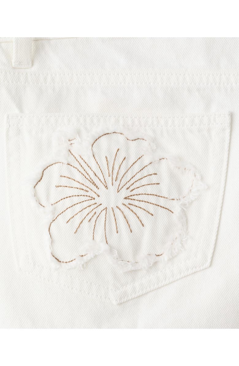 MANGO TEEN Low Rise Embroidered Flower Denim Shorts, Alternate, color,