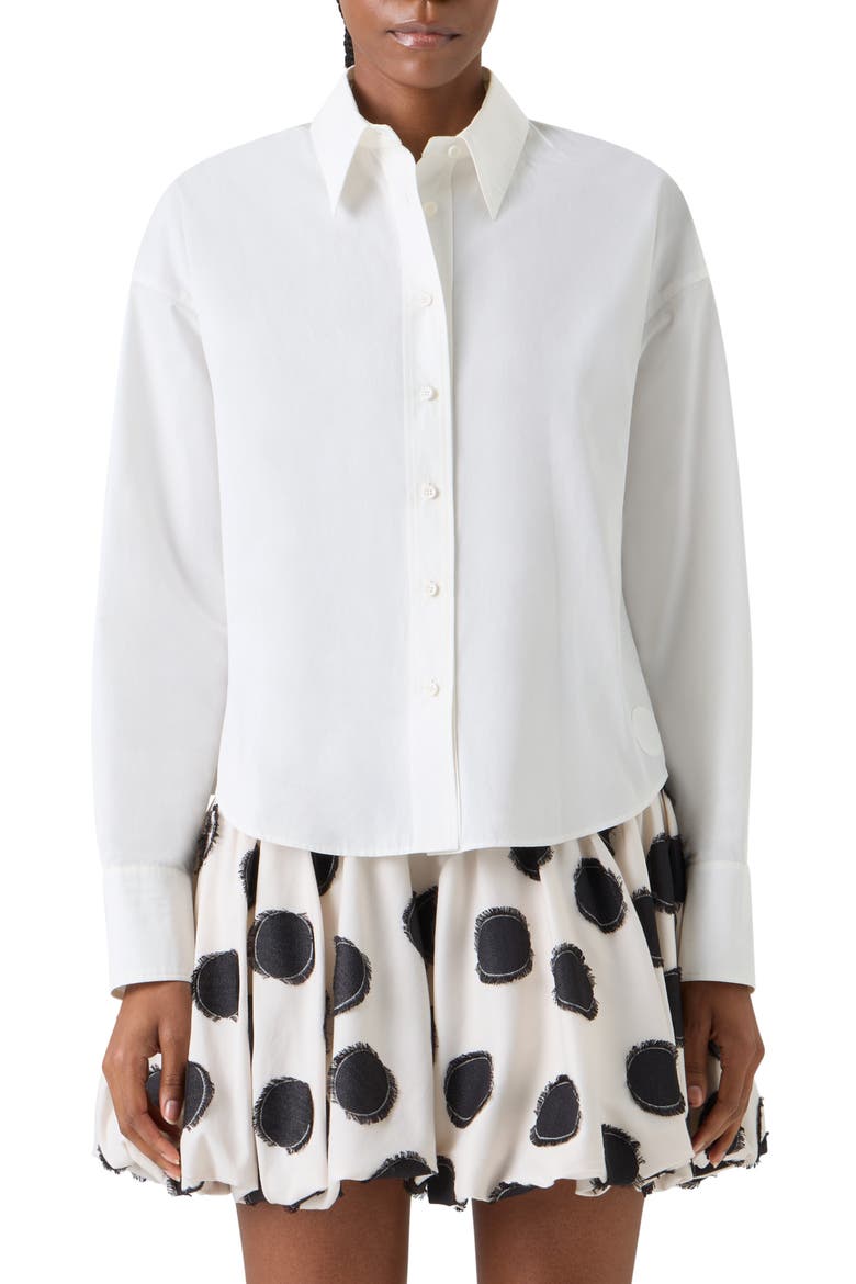 Crop Cotton Poplin Button-Up Shirt, Main, color, CREAM