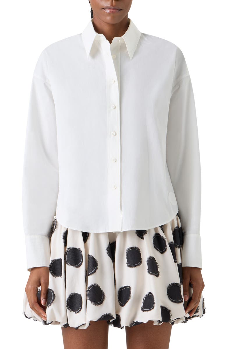 Akris punto Crop Cotton Poplin Button-Up Shirt, Main, color,