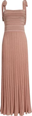 Zimmermann Lucky Tie Shoulder Metallic Rib Maxi Dress