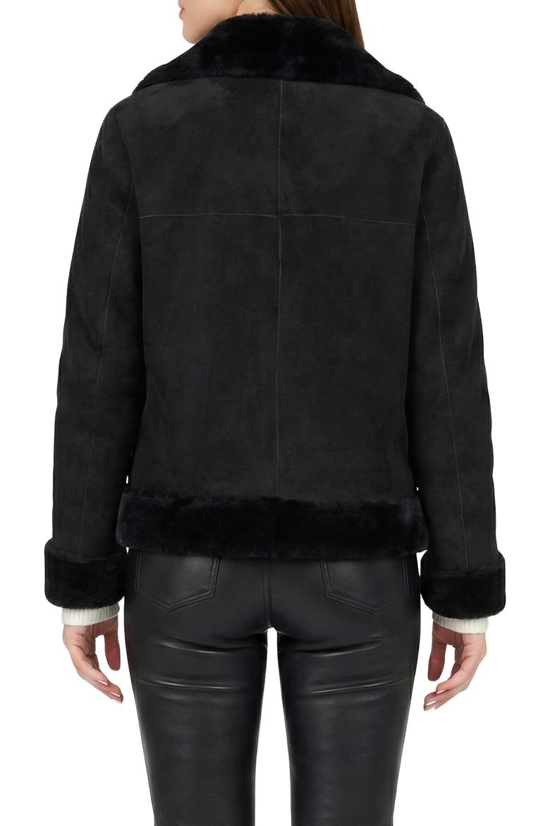 Merino Genuine Shearling Zip Jacket, Alternate, color, BLACK