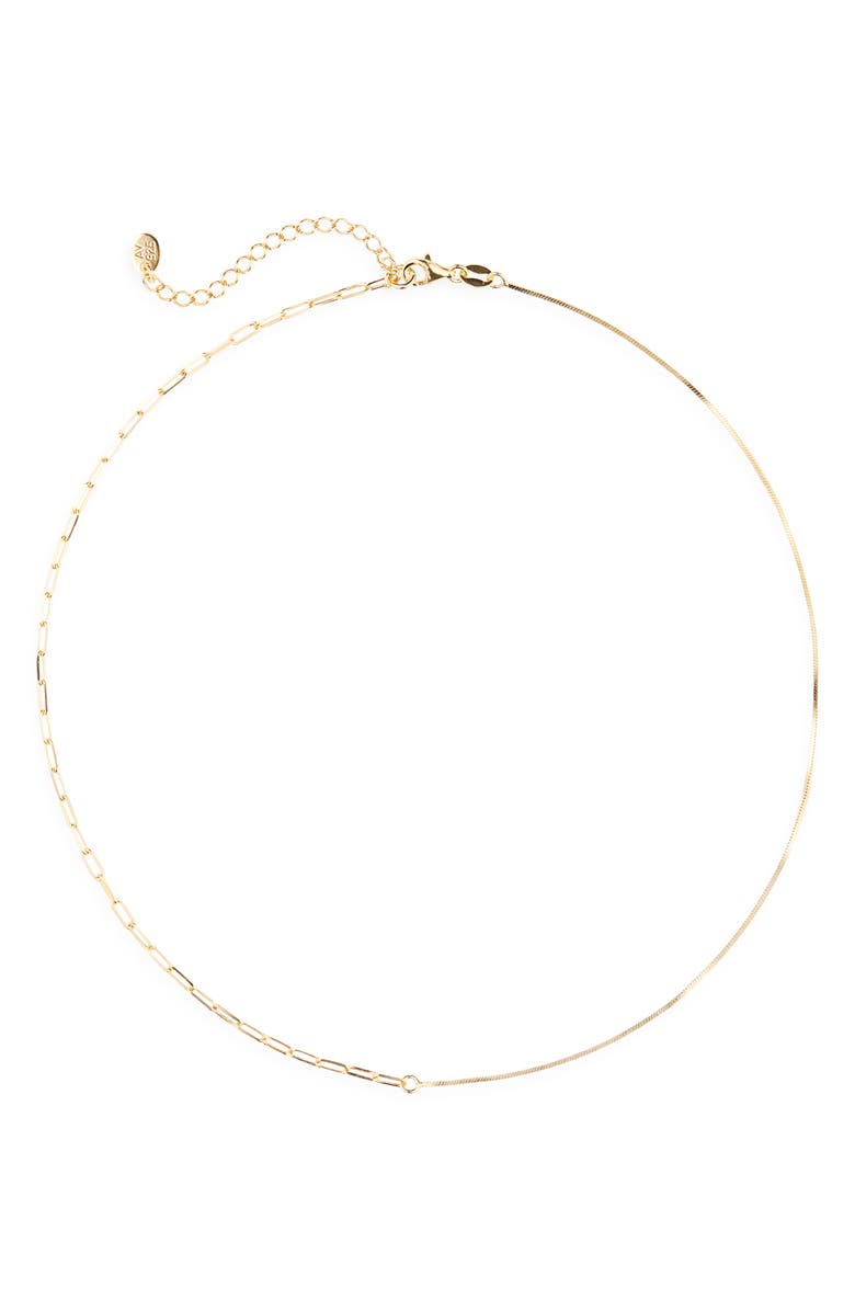 ARGENTO VIVO Paper Clip & Snake Chain Necklace, Main, color, Gold
