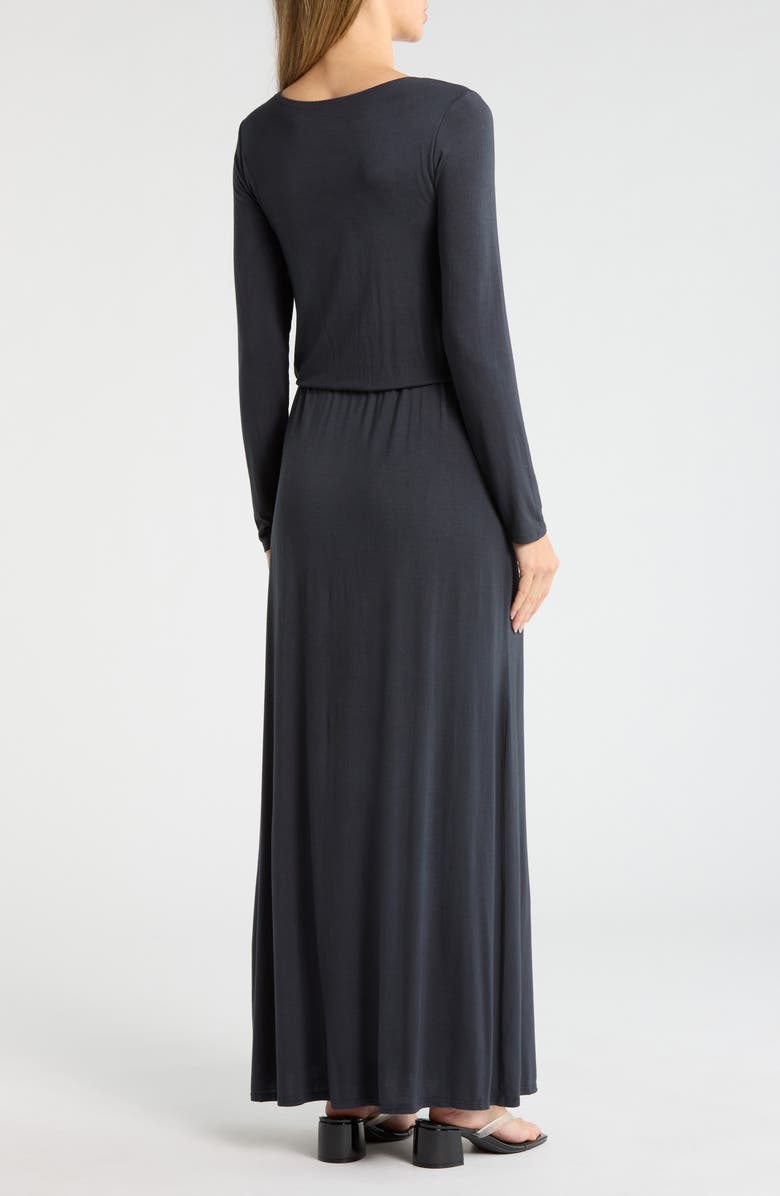 GO COUTURE Long Sleeve Tie Waist Maxi Dress, Alternate, color, Heather Grey
