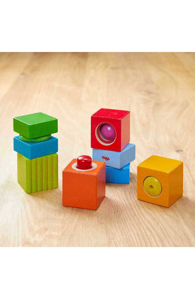 HABA Fun with Sounds Wooden Discovery Blocks for Toddlers with Acoustic Sounds, Toddler Toys for Preschool Learning Activities, Alternate, color, Multi