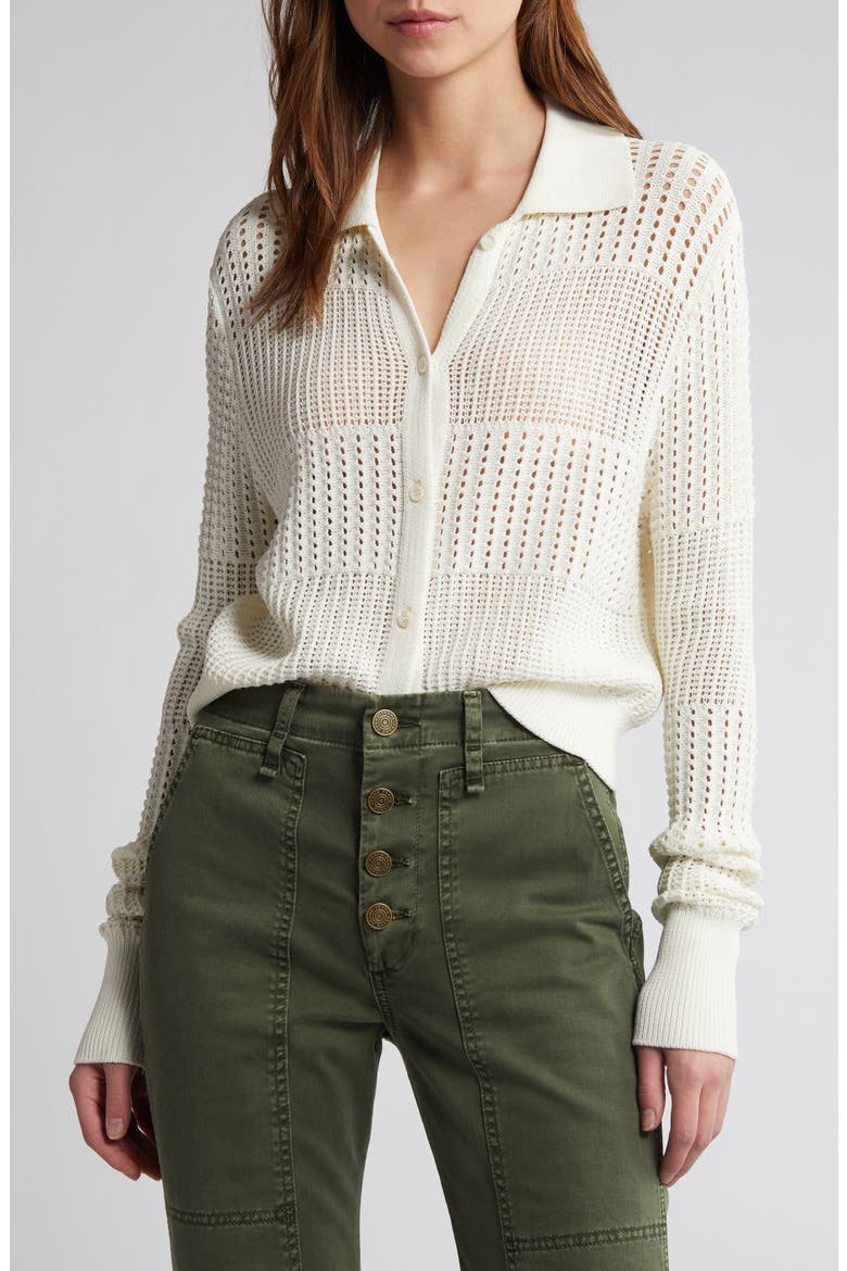 Open Stitch Shrunken Cardigan, Main, color, OFF WHITE