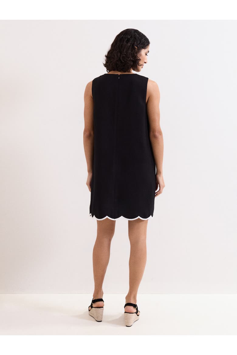Marta Scalloped Hem Shift Dress, Alternate, color, Black
