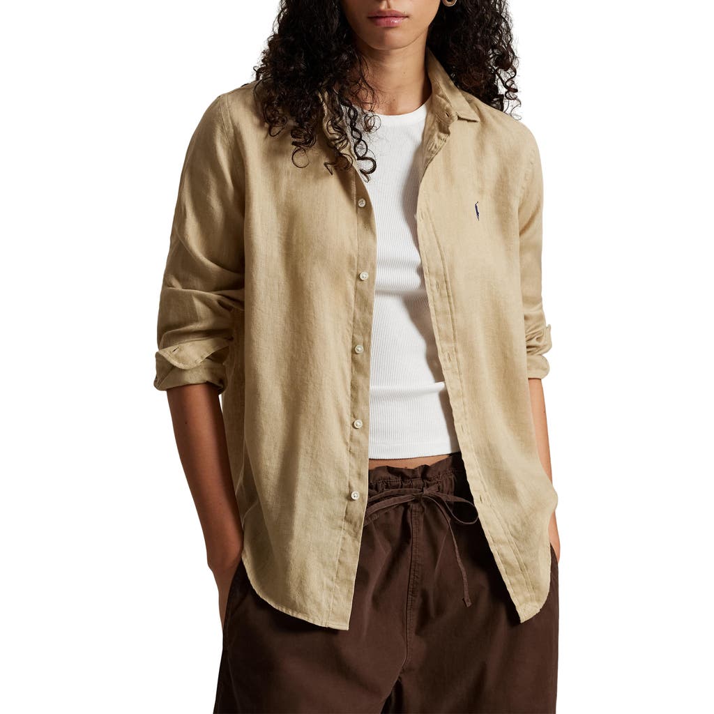 Polo Ralph Lauren Classic Fit Linen Button-up Shirt In Neutral