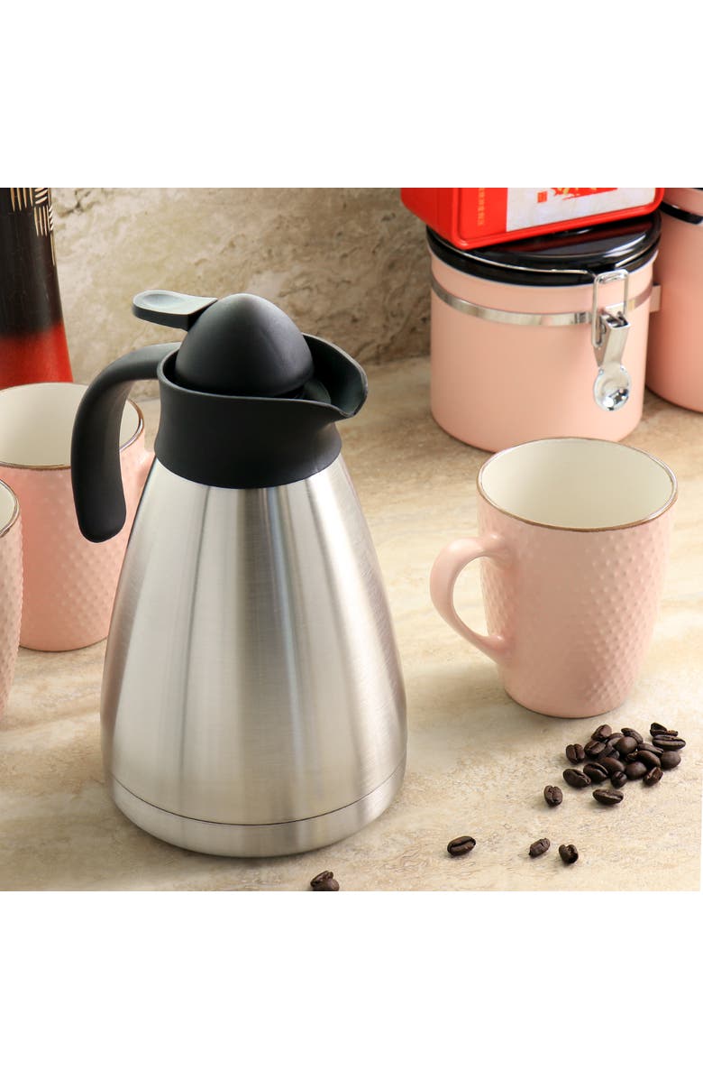 Mr. Coffee Olympia 1 Quart Insulated Stainless Steel Thermal Coffee Pot, Alternate, color, Metallic Silver