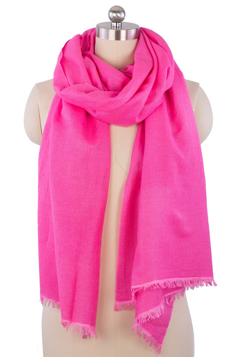 Cashmere Silk Eyelash Fringe Scarf, Alternate, color, FUCHSIA