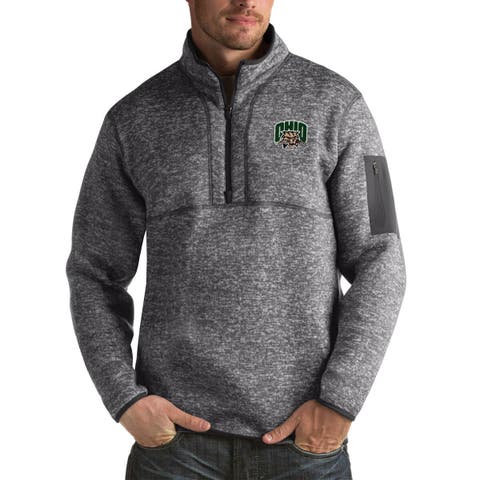 Men's Antigua Charcoal Ohio Bobcats Fortune Big & Tall Quarter-Zip Pullover Jacket