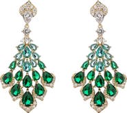 EYE CANDY LOS ANGELES Florence Green Cubic Zirconia Fan Drop Earrings