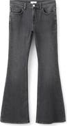 MANGO TEEN Rhinestone Embellished Low Rise Flare Jeans