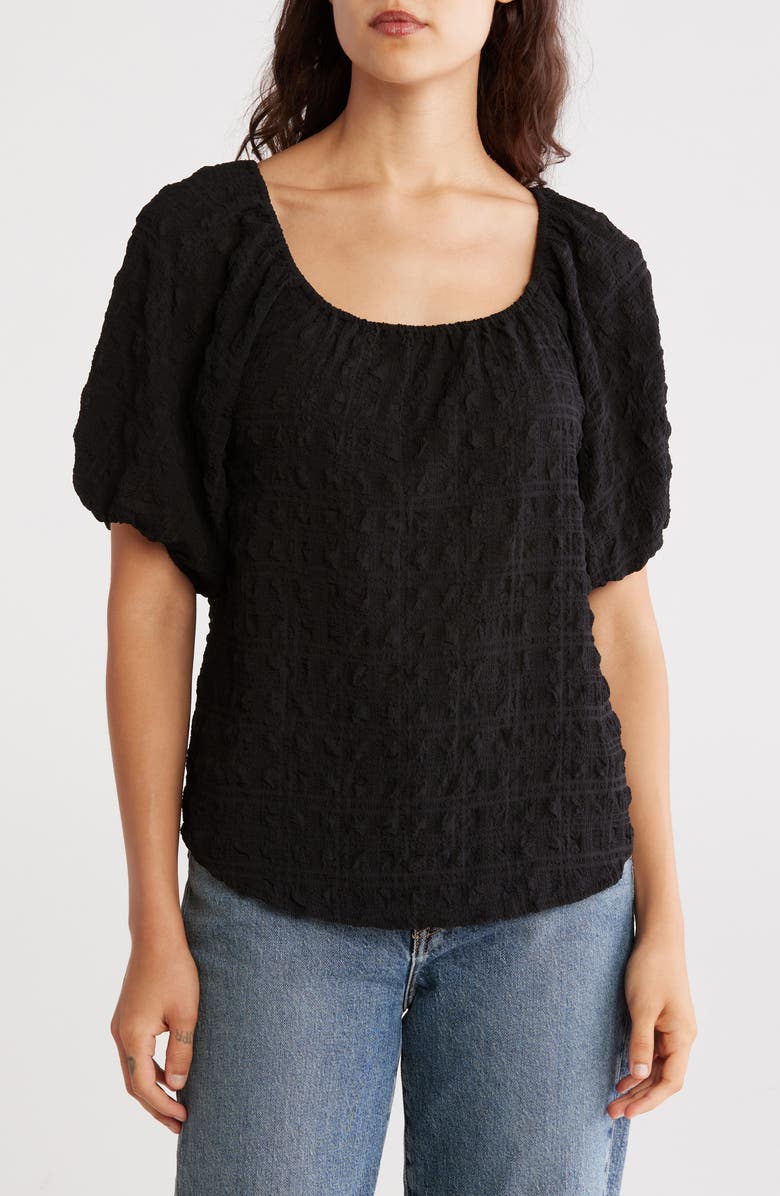 Catherine Malandrino Embroidered Peasant Top, Main, color, Black