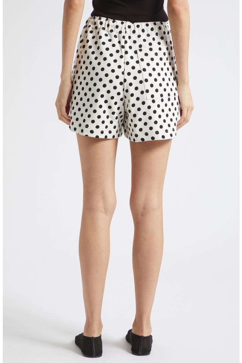Miksaus Pallo Kioski Polka Dot Cotton Shorts, Alternate, color, OFF WHITE BLACK