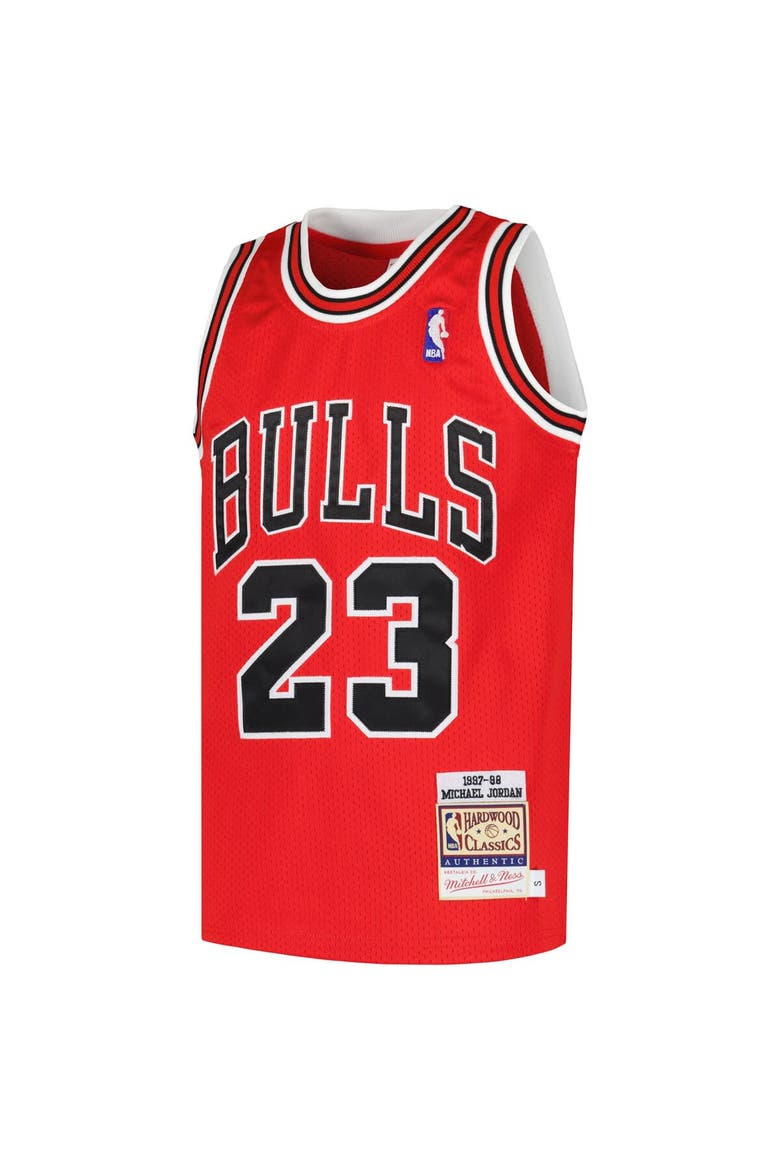 Youth Mitchell & Ness Michael Jordan Red Chicago Bulls Hardwood Classics 1997/98 Authentic Jersey, Alternate, color, Red