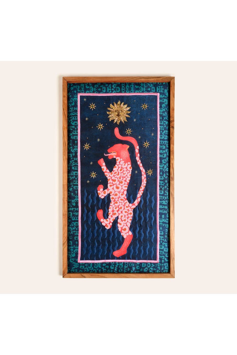 Dadri Leopar Handmade Beaded Wooden Decorative Artisan Table, Main, color, Blue