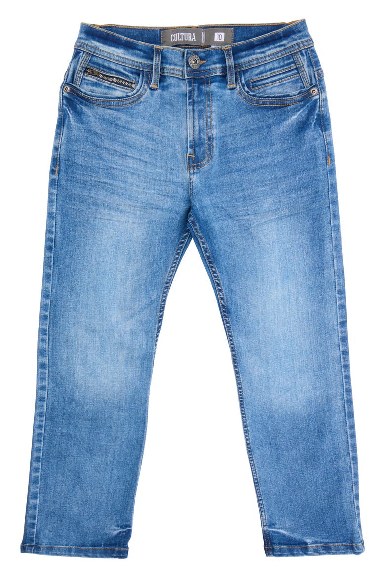 Kids' Cultura Stretch Straight Leg Jeans, Main, color, MEDIUM BLUE