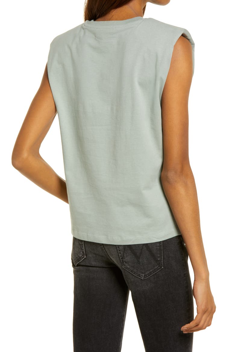 Coni Shoulder Pad Cotton Sleeveless Muscle T-Shirt, Alternate, color, SLATE GREY
