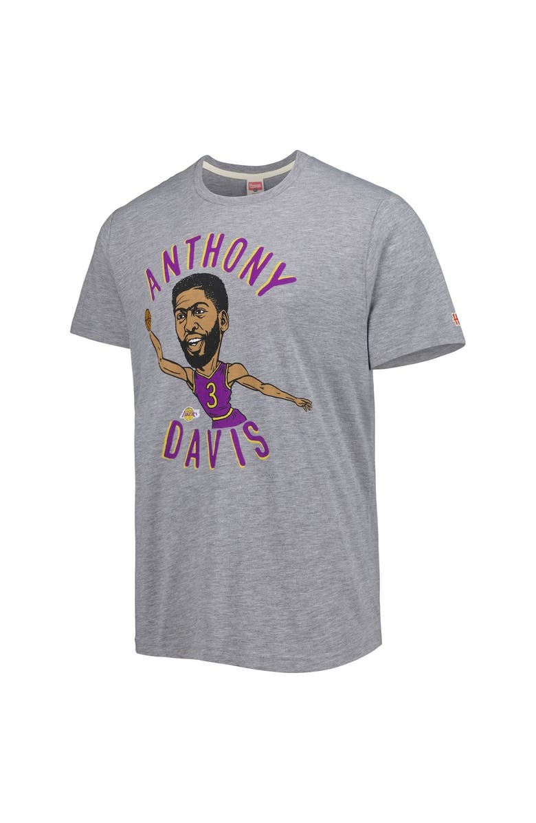 Homage Men's Homage Anthony Davis Gray Los Angeles Lakers Caricature Tri-Blend T-Shirt, Alternate, color,