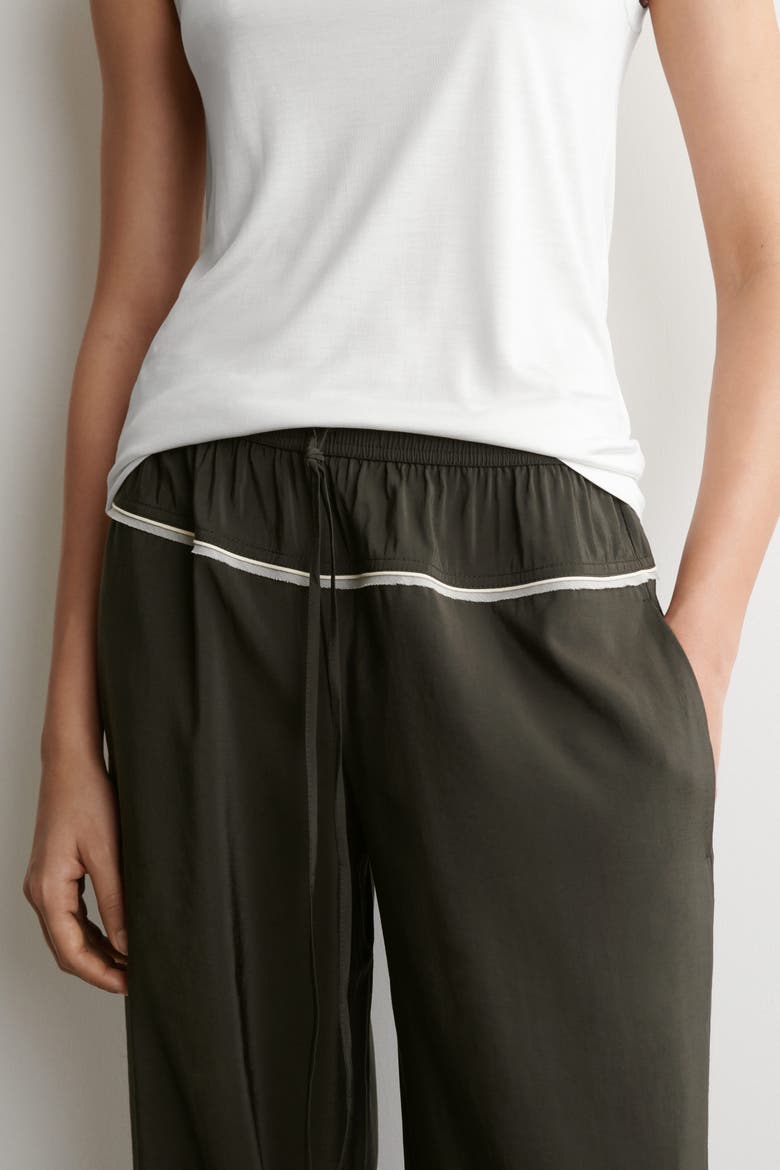 Contrast-piped Straight-leg Pants, Alternate, color, DARK GREEN