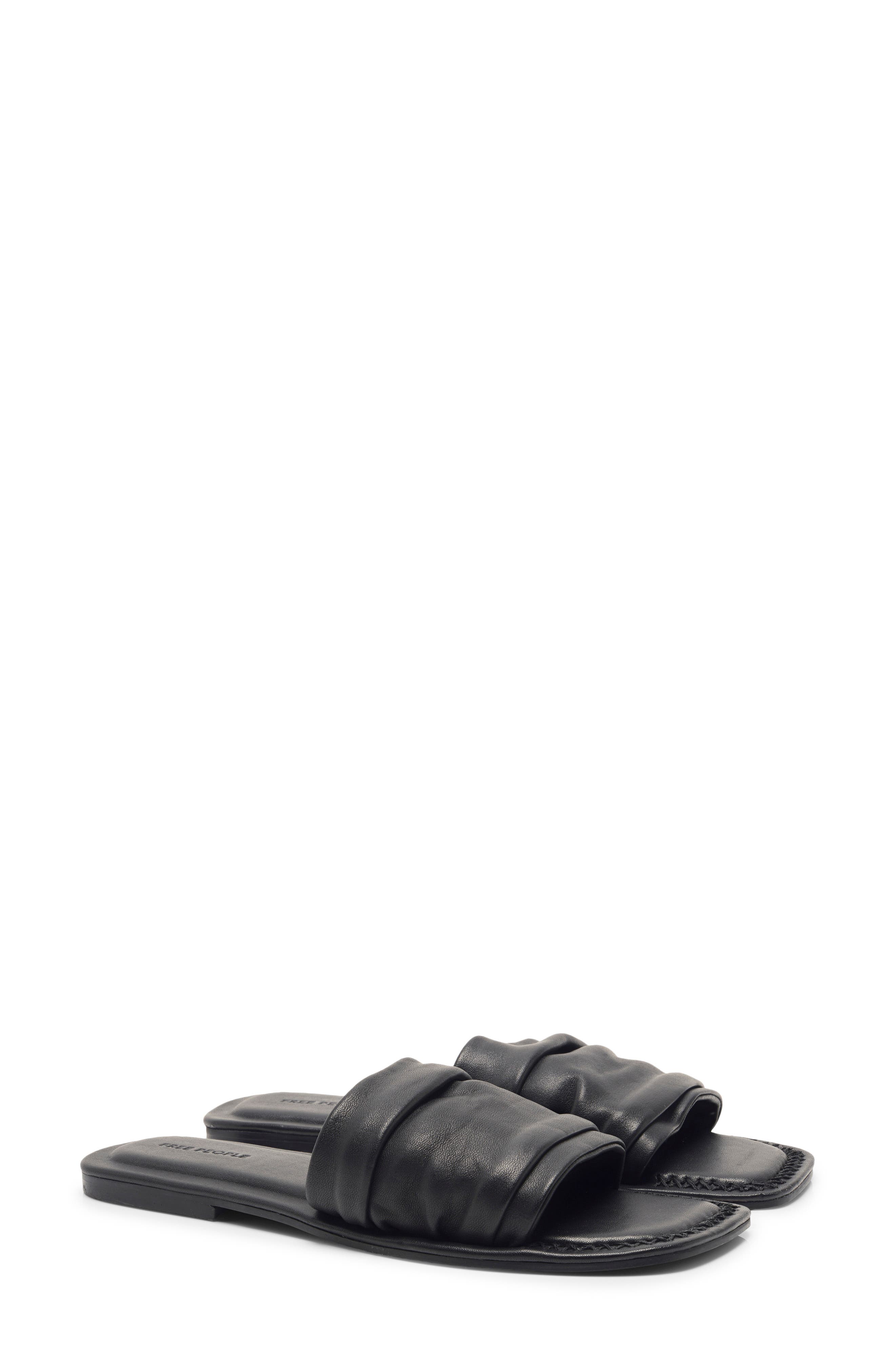 Free People Evelyn Slide Sandal, Alternate, color, Black Tide Leather