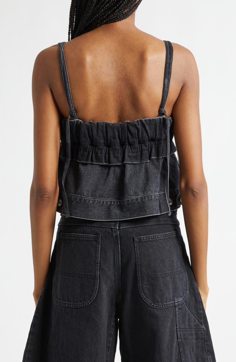 Sacai Crop Denim Camisole, Alternate, color, Black