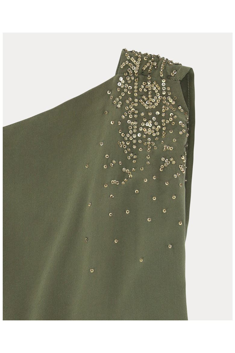 Silk crepe dress, Alternate, color, Green