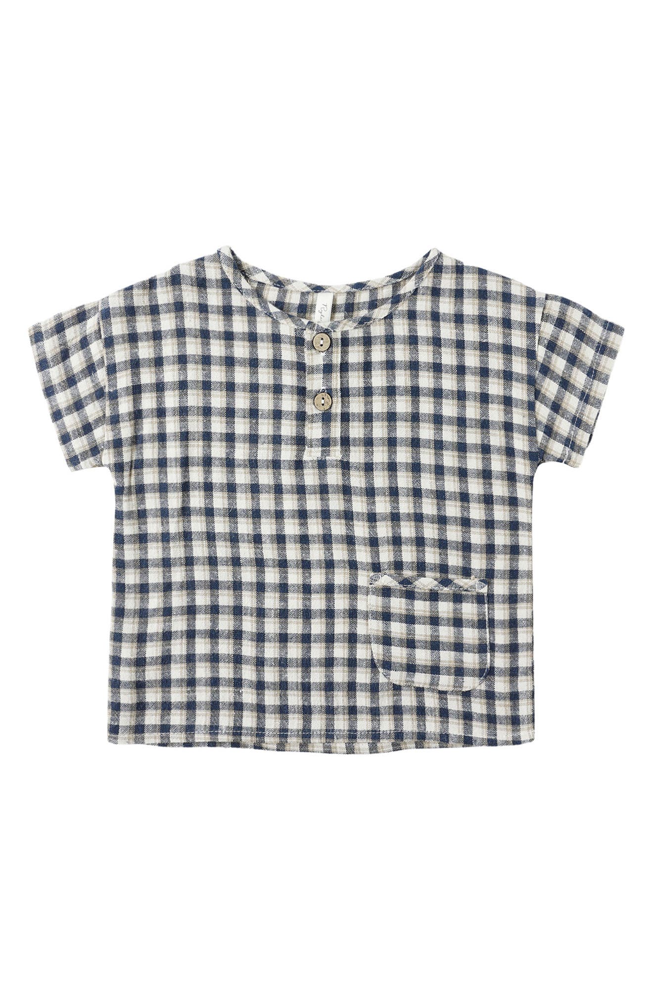 Kids' Check Woven Henley Tee