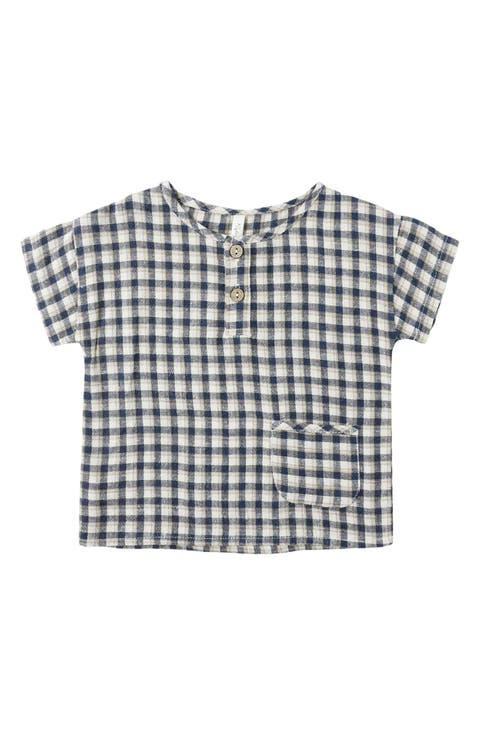 Kids' Check Woven Henley Tee