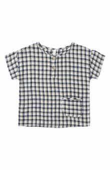 Kids' Check Woven Henley Tee