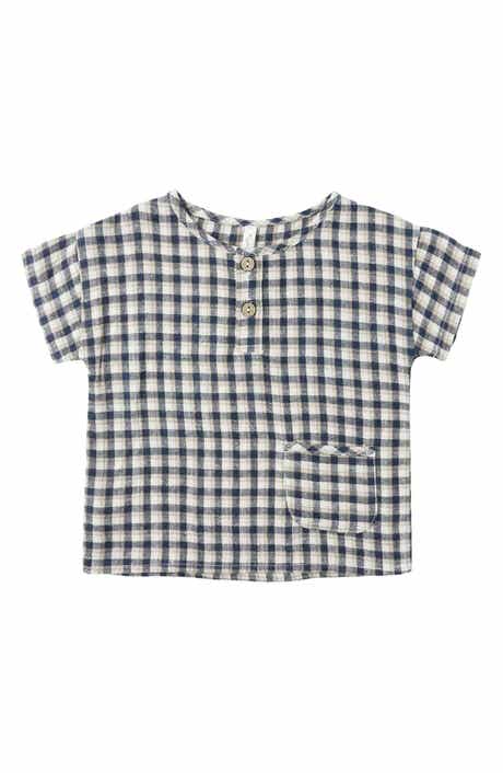 Kids' Check Woven Henley Tee