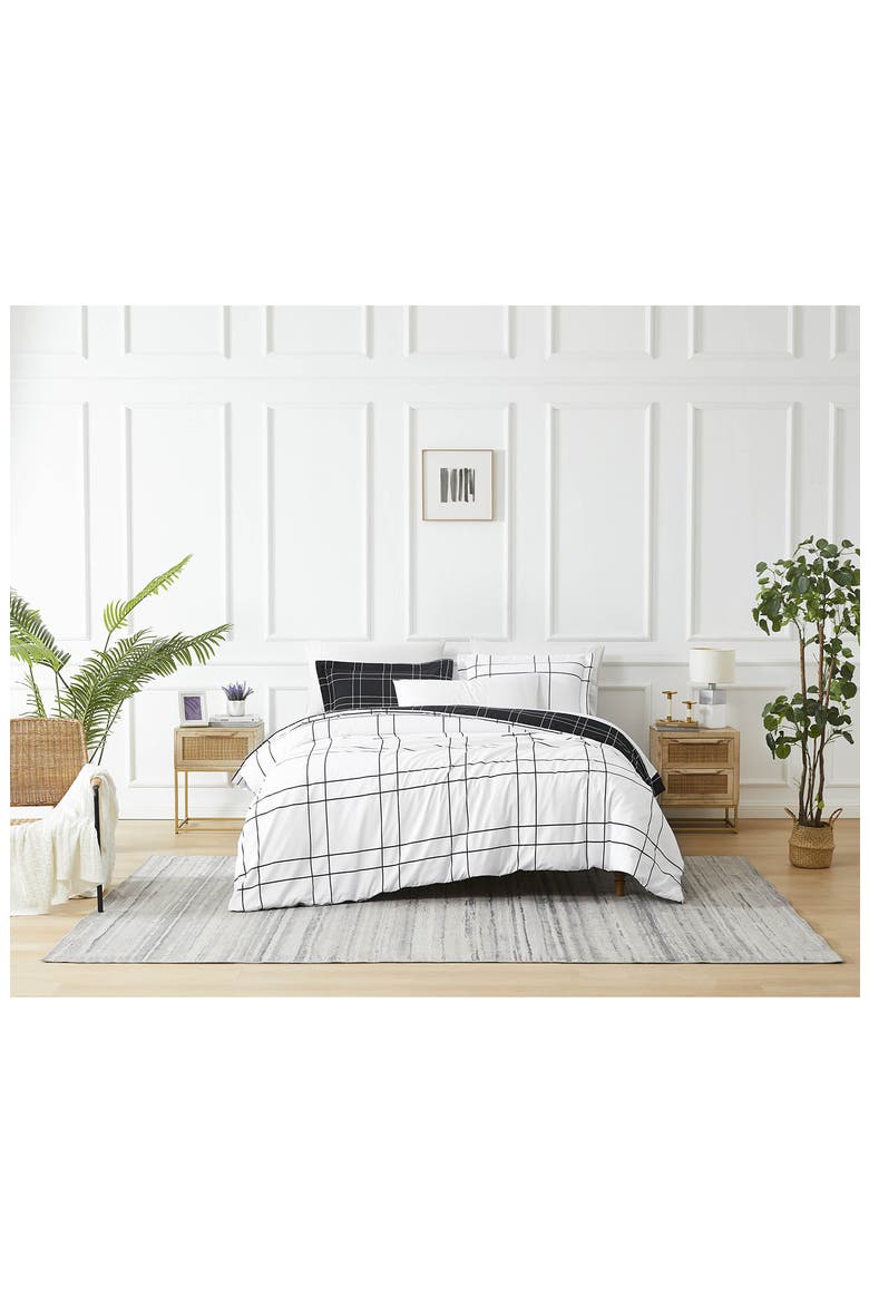 Urban Grid Oversize Duvet Cover Set, Alternate, color, BLACK
