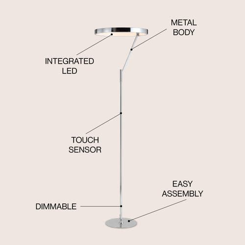 Jonathan Y Owen 66.7" Integrated Led Metal Floor Lamp In Chrome