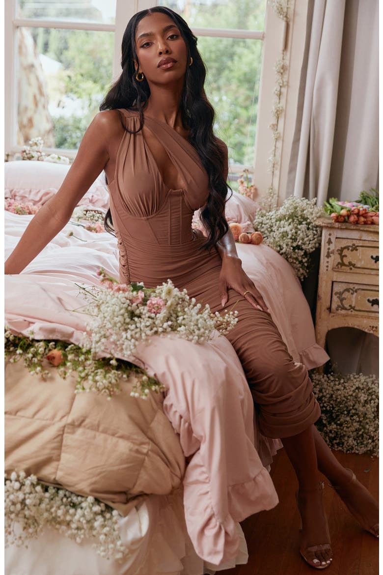 valentina asymmetric cutout one shoulder midi dress Valentina Asymmetric Cutout One-Shoulder Midi Dress (Women)