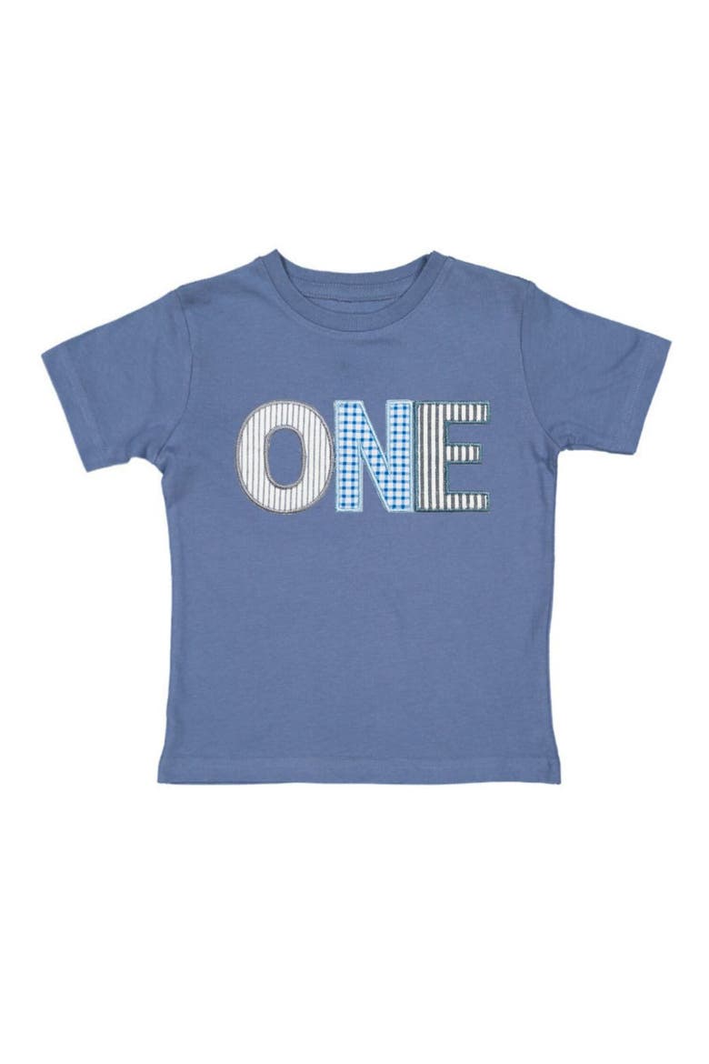 One Patchwork Patch Short Sleeve T-Shirt, Main, color, Indigo