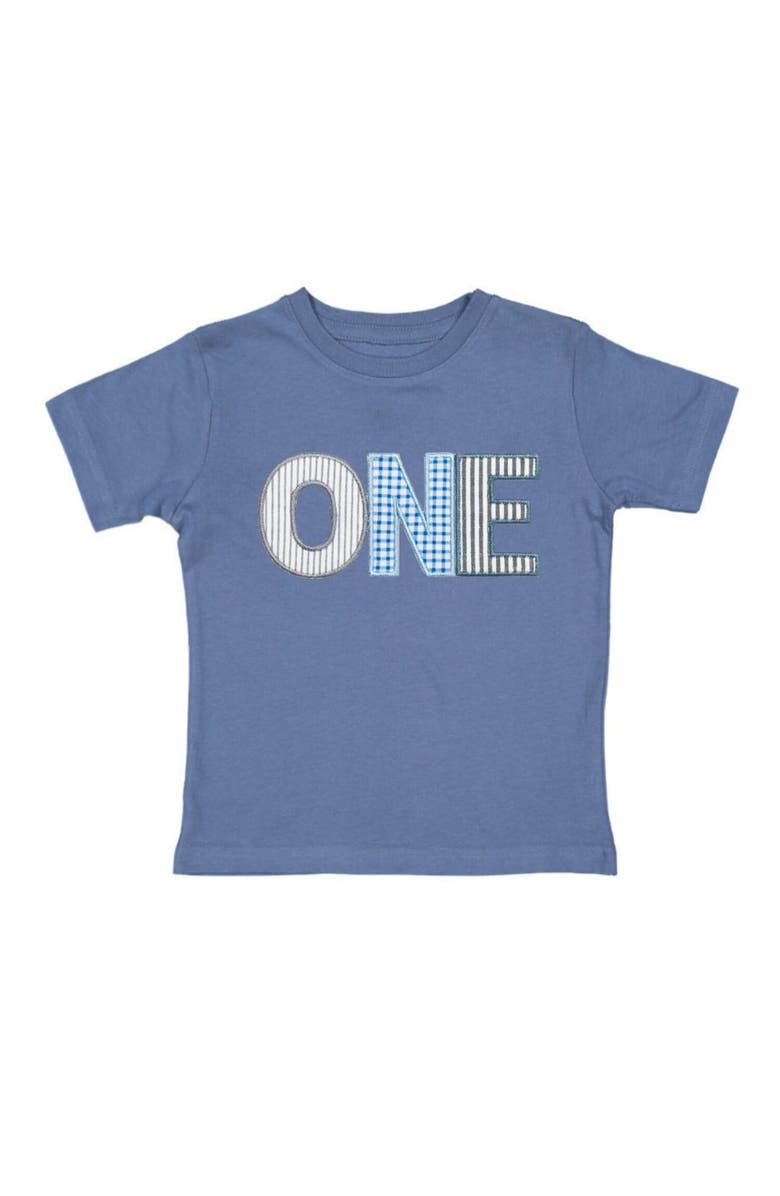 Sweet Wink One Patchwork Patch Short Sleeve T-Shirt, Main, color, Indigo