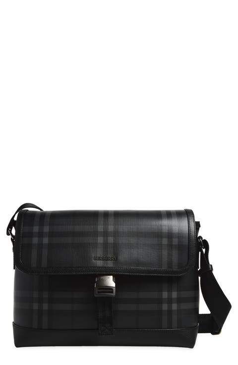 Medium City Check Clip Coated Canvas Messenger Bag