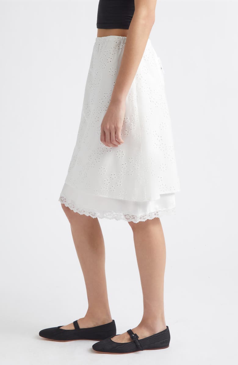 Sandy Liang Laffy Layered Cotton Eyelet Skirt, Alternate, color, White