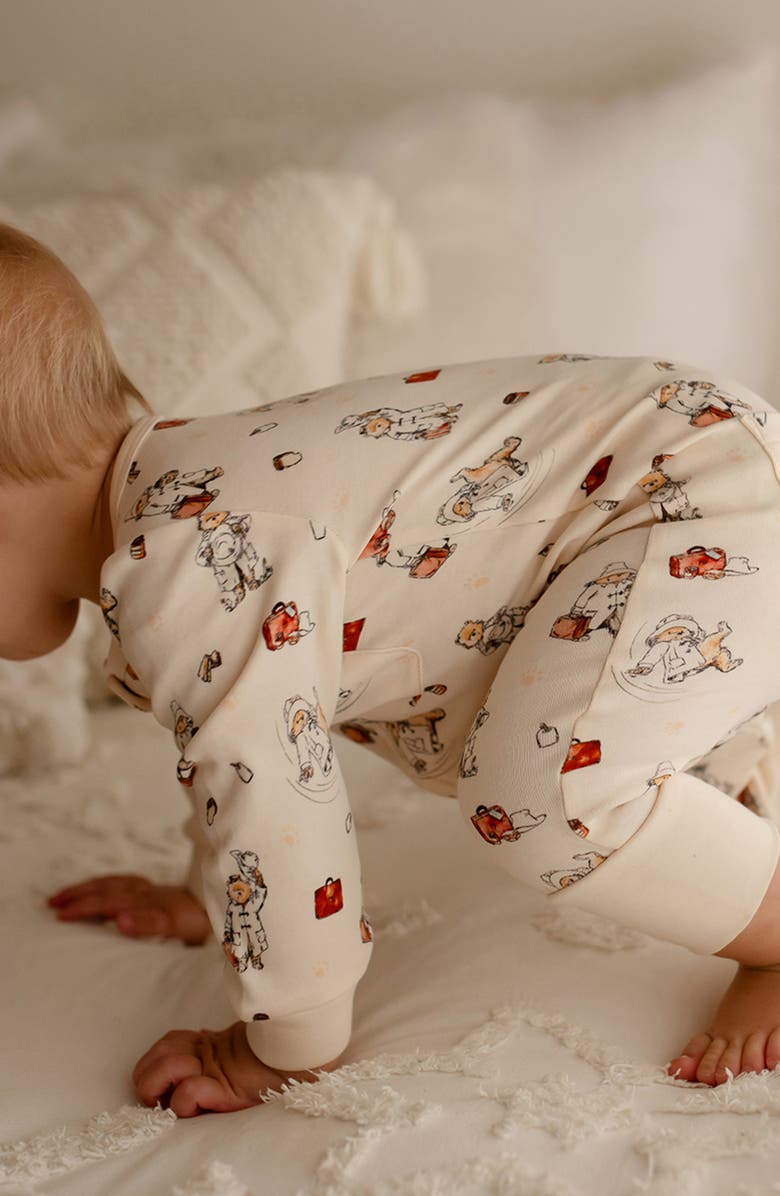 L'ovedbaby Adventure Paddington Organic Cotton Zip Romper, Alternate, color, Adventure Paddington