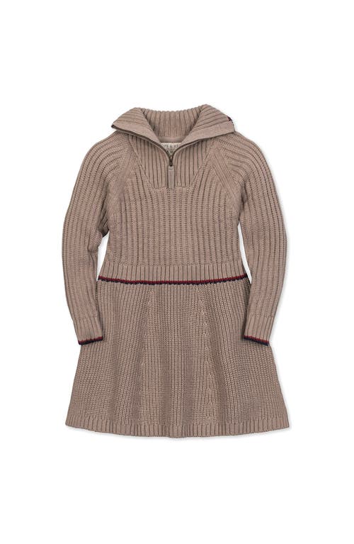 Hope & Henry Kids' Organic Half Zip Raglan Sweater Dress In Brown