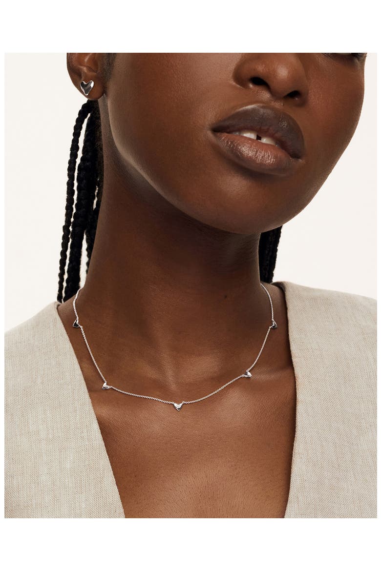 Heart Station Necklace, Alternate, color, STERLING SILVER
