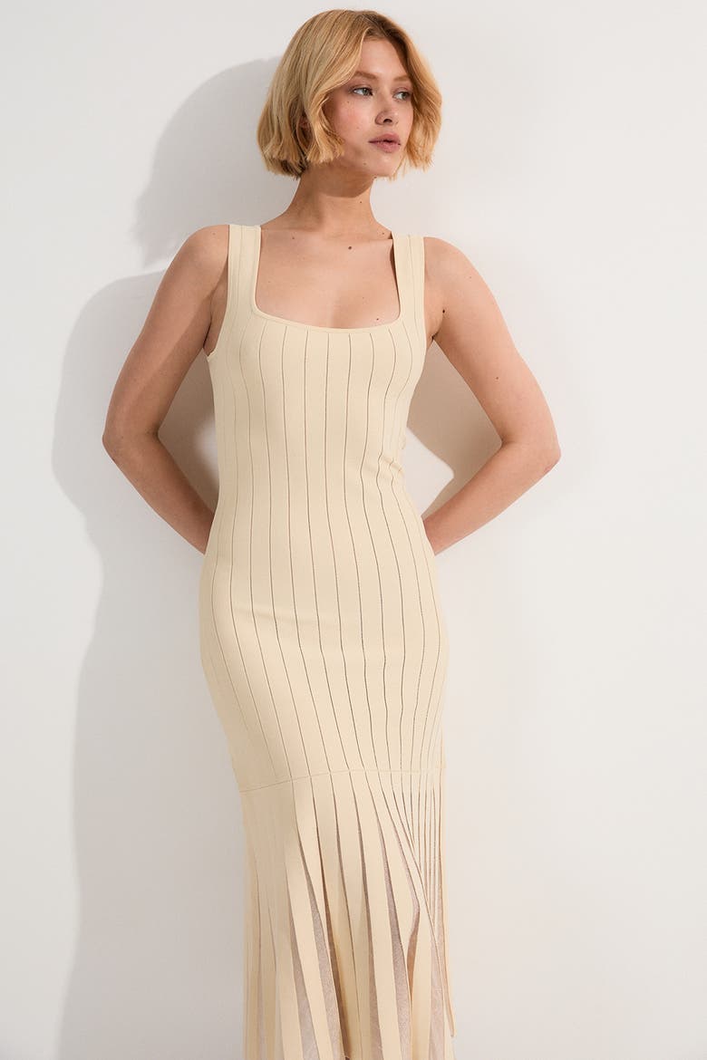 Square Neck Knitted Flippy Dress, Alternate, color, Cream