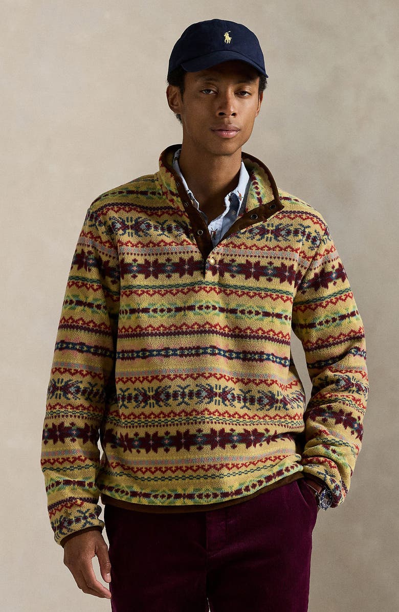 Polo Ralph Lauren Fair Isle Fleece Pullover, Alternate, color, Camel Combo