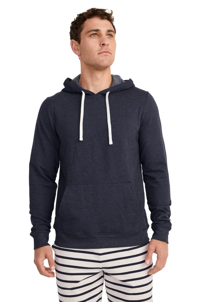 Mens Lightweight Cotton Blend Fleece Hoodie, Main, color, True Navy Heather