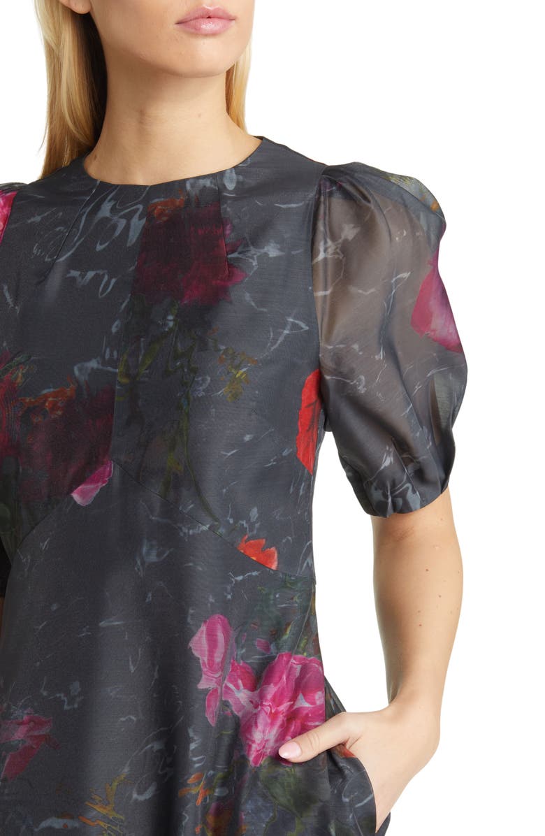 Ted Baker London Mekayla Floral Puff Sleeve Midi Dress, Alternate, color,