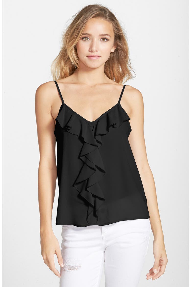 Frenchi® Ruffle Tank, Main, color, BLACK