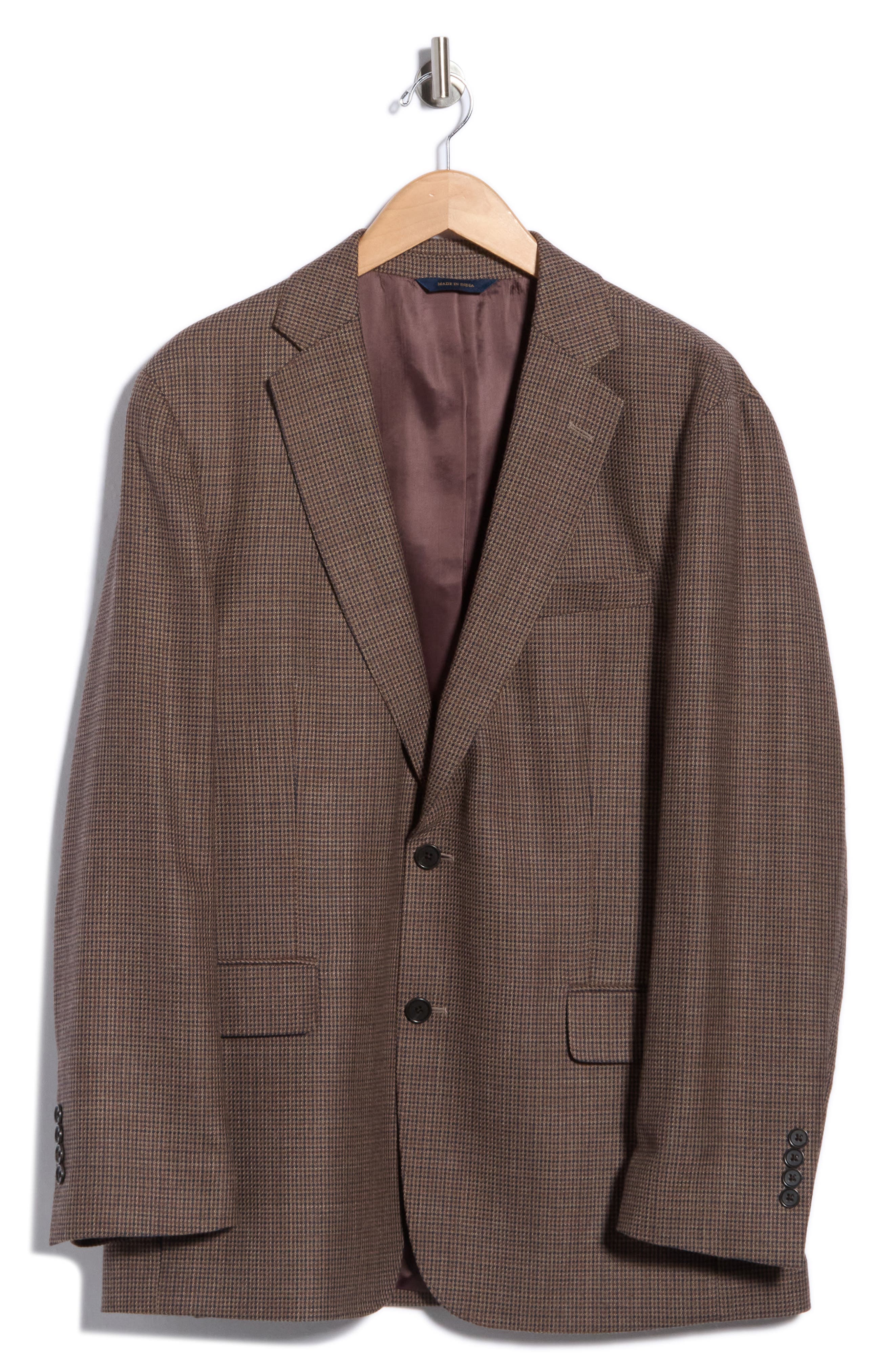 Houndstooth Check Wool & Cotton Sport Coat