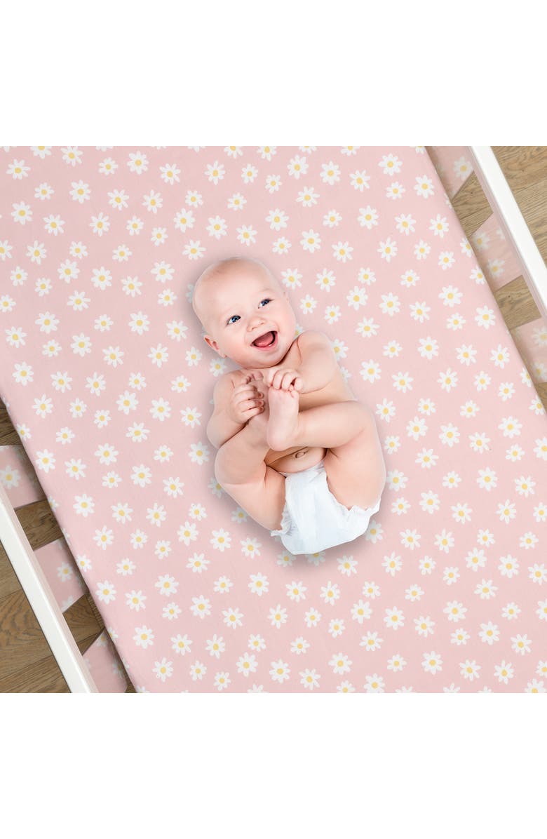 Lambs & Ivy Daisy Dreams Breathable 100% Cotton Baby Fitted Crib/Toddler Sheet, Alternate, color, Pink